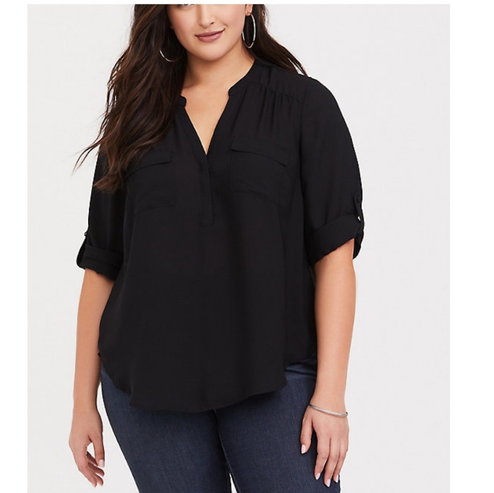 Torrid Harper Black Georgette pullover blouse